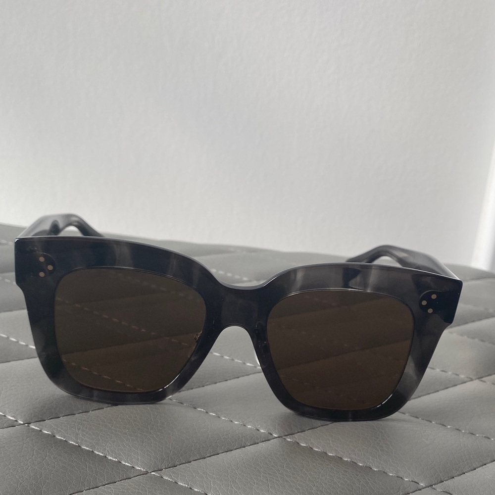Celine Dark Tortoiseshell Square Sunglasses with Brown Lenses